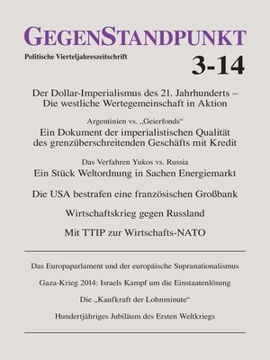 cover image of GegenStandpunkt 3-14